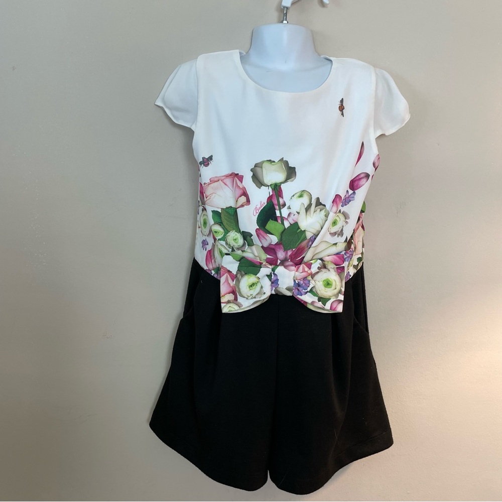 Girl's TED BAKER London FLORAL 1 Piece DRESS ROMPER Designer SUIT  Age 9